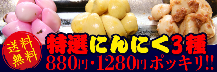 特選にんにく３種で880円・1280円送料無料!!