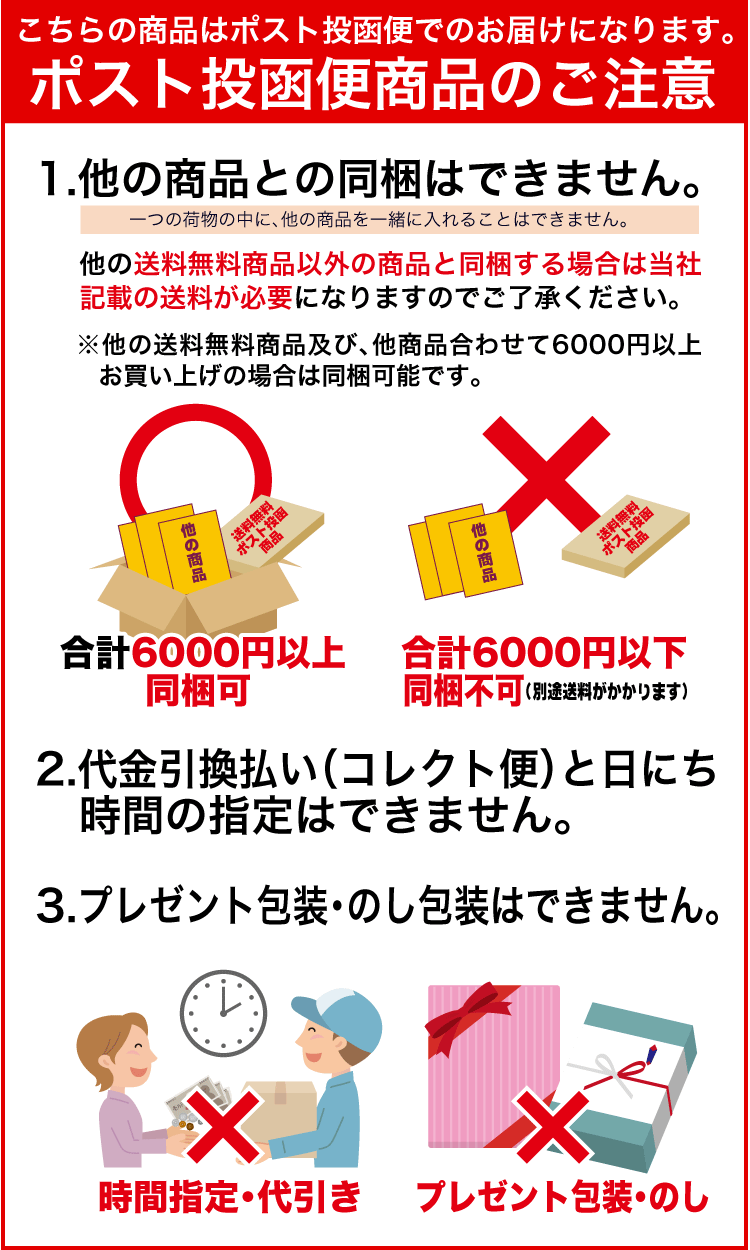 ポスト投函お届けご注意